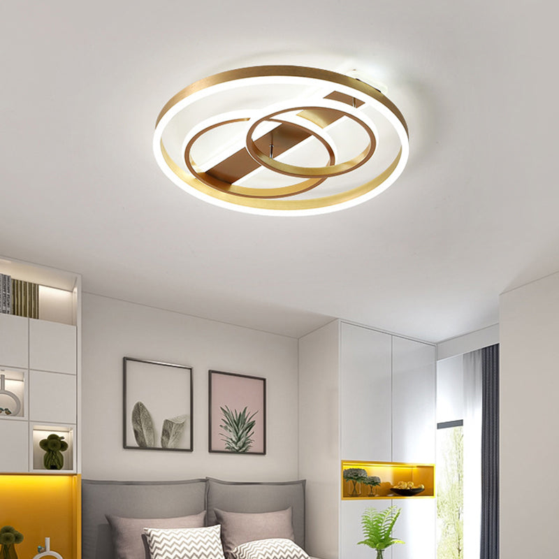 Loop Ceiling Light Fixture Postmodern Acrylic Gold LED Flush Mount Light in Warm Light/White Light/Remote Control Stepless Dimming