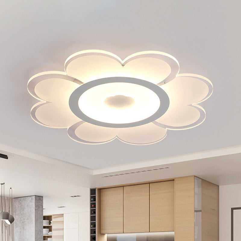 16.5"/20.5"/24.5" W White Flower Ceiling Lamp Contemporary LED Acrylic Flushmount in Warm/White/Remote Control Stepless Dimming