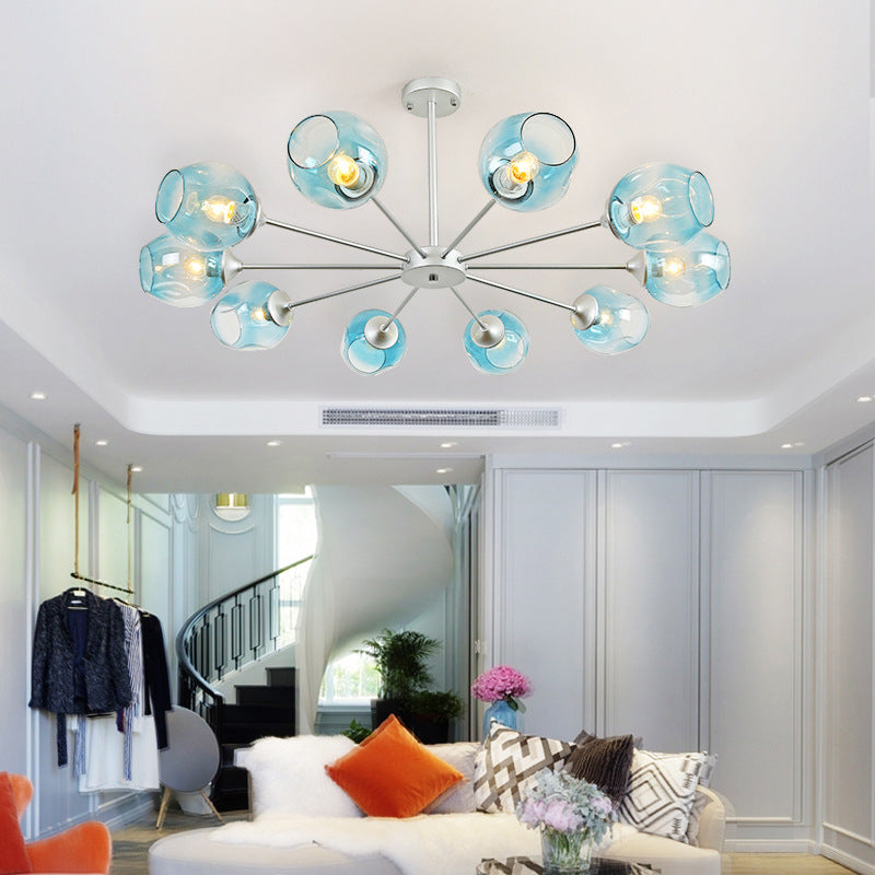 Radial Glass Chandelier Light Fixture Modern Style Chandelier Lamp for Living Room