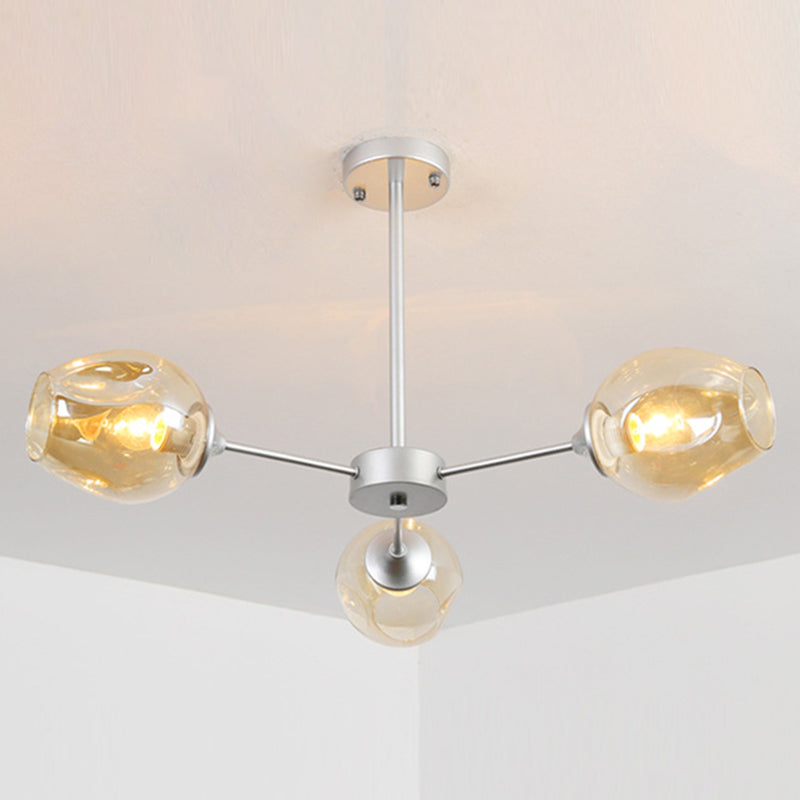 Radial Glass Chandelier Light Fixture Modern Style Chandelier Lamp for Living Room