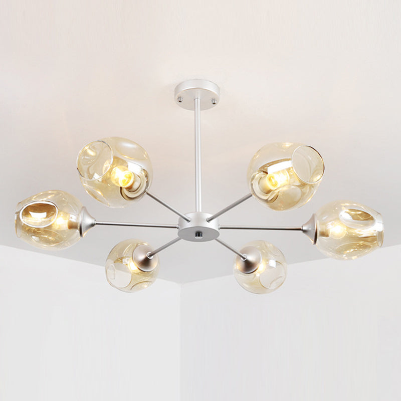 Radial Glass Chandelier Light Fixture Modern Style Chandelier Lamp for Living Room