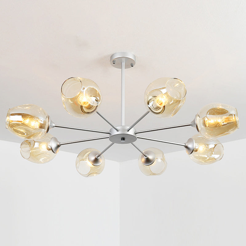 Radial Glass Chandelier Light Fixture Modern Style Chandelier Lamp for Living Room