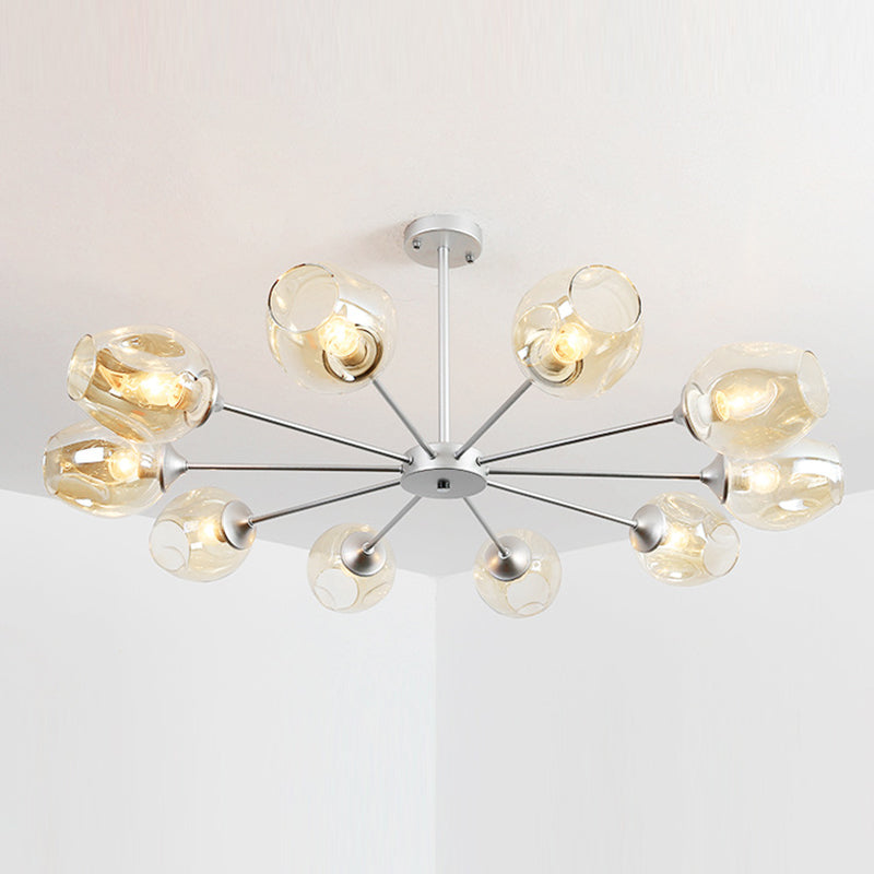 Radial Glass Chandelier Light Fixture Modern Style Chandelier Lamp for Living Room