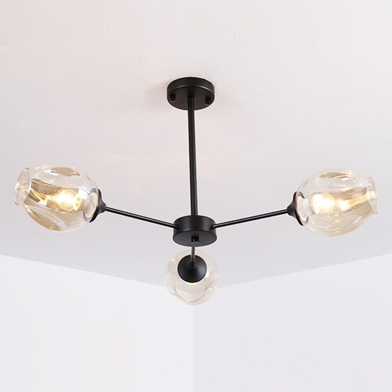 Radial Glass Chandelier Light Fixture Modern Style Chandelier Lamp for Living Room