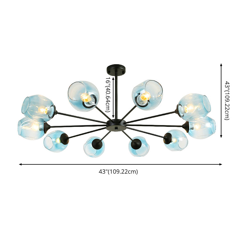 Radial Glass Chandelier Light Fixture Modern Style Chandelier Lamp for Living Room