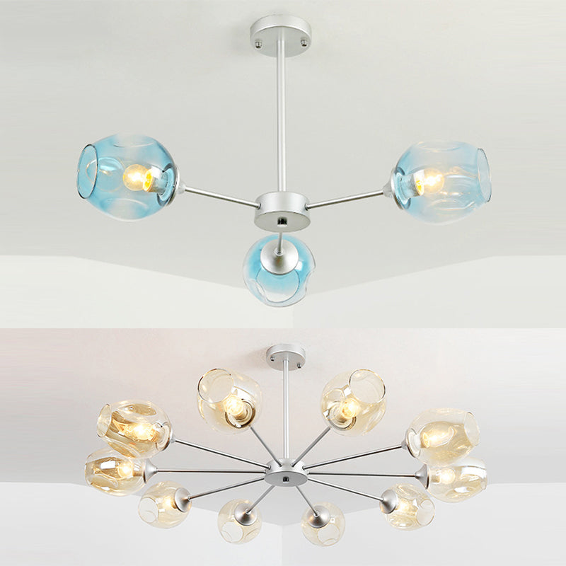 Radial Glass Chandelier Light Fixture Modern Style Chandelier Lamp for Living Room