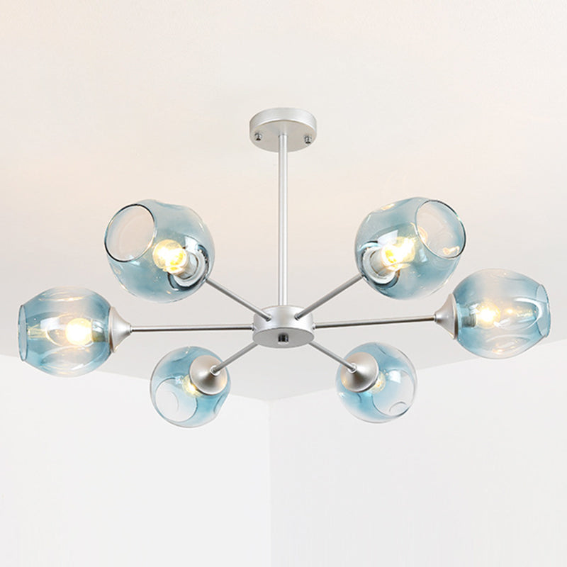 Radial Glass Chandelier Light Fixture Modern Style Chandelier Lamp for Living Room