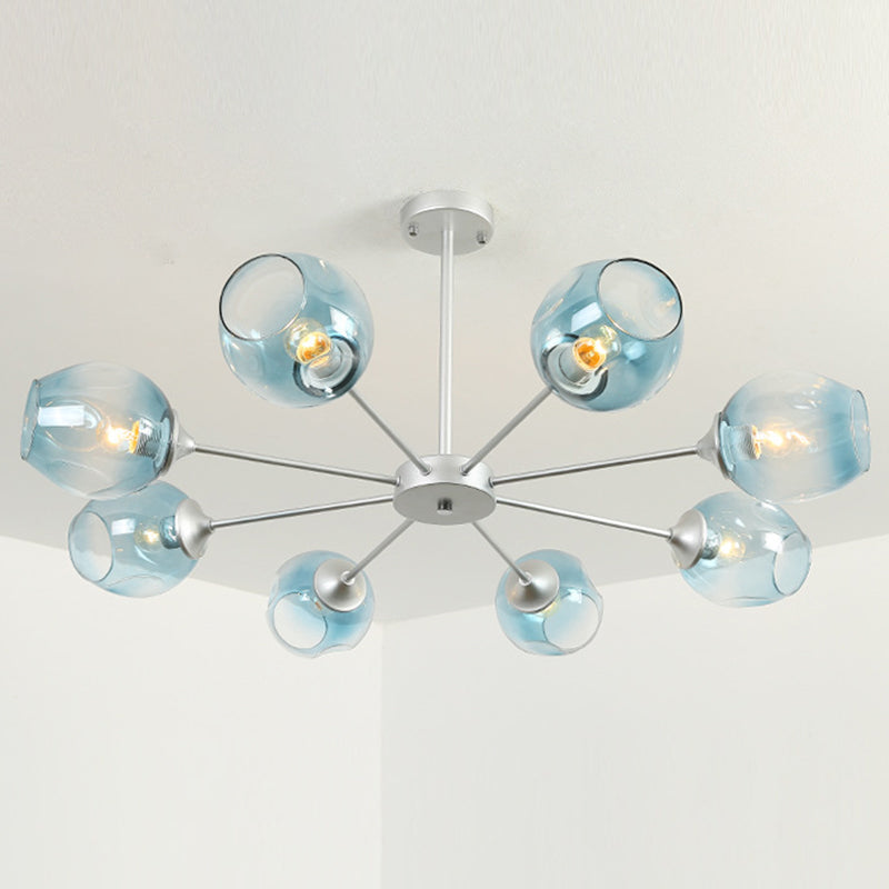 Radial Glass Chandelier Light Fixture Modern Style Chandelier Lamp for Living Room