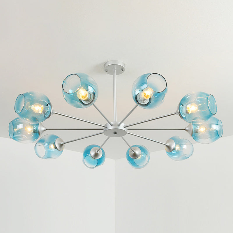 Radial Glass Chandelier Light Fixture Modern Style Chandelier Lamp for Living Room