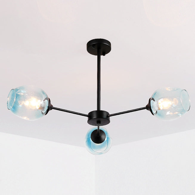 Radial Glass Chandelier Light Fixture Modern Style Chandelier Lamp for Living Room