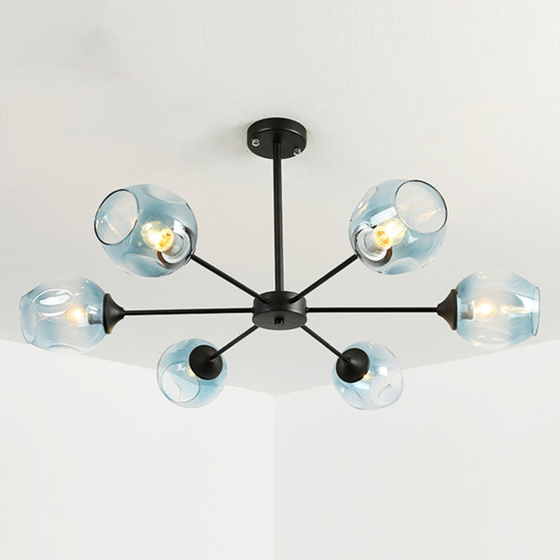 Radial Glass Chandelier Light Fixture Modern Style Chandelier Lamp for Living Room