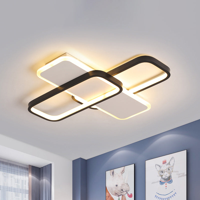 Traverse Metal Ceiling Mount Light 19.5 "/23.5" W Moderne LED Schwarz-Weiß-Flush Lamp, Warm/Weiß Licht/Remote Control Stepless Dimmen