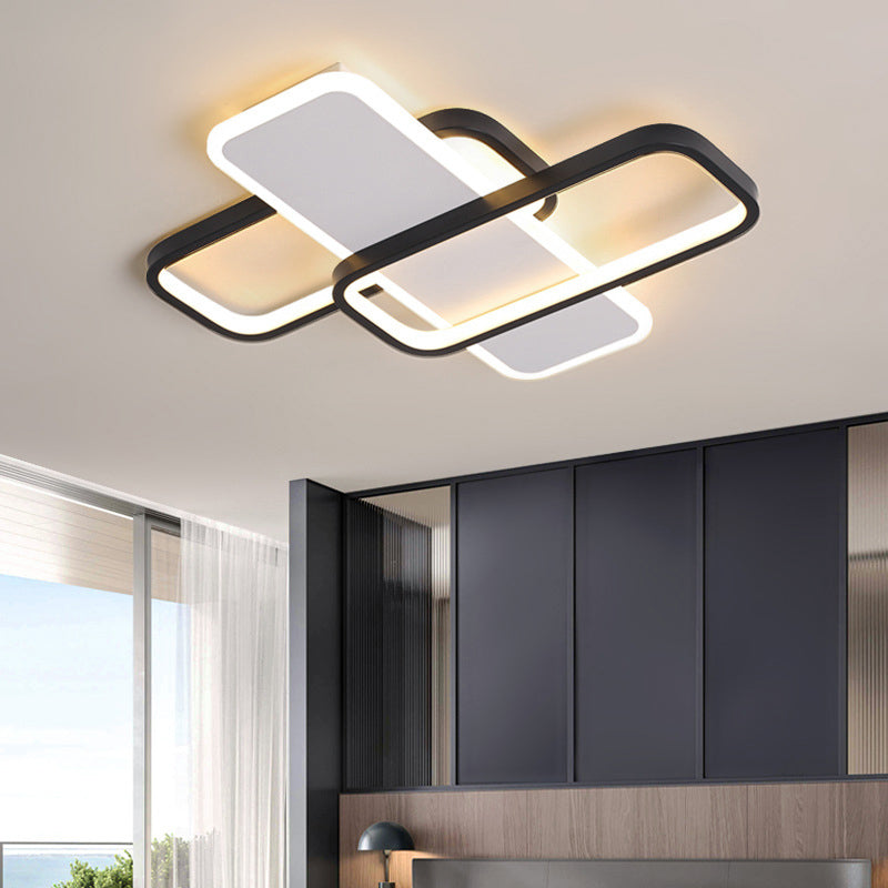 Lampada da soffitto Traverse in metallo da 19,5"/23,5" Lampada da incasso moderna a LED in bianco e nero, luce calda/bianca/attenuazione continua con telecomando