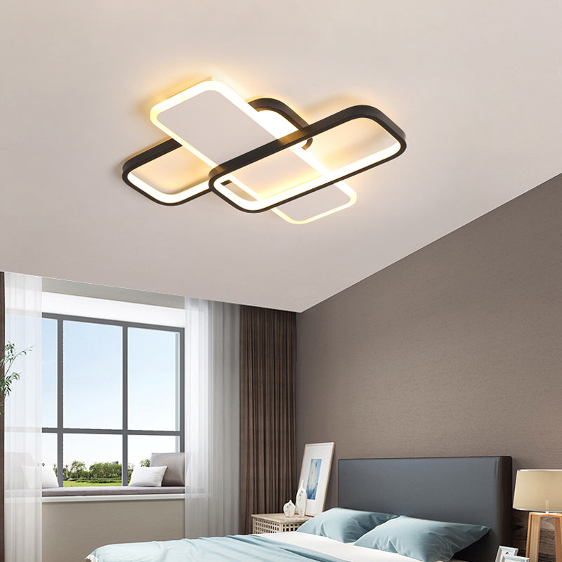 Lampada da soffitto Traverse in metallo da 19,5"/23,5" Lampada da incasso moderna a LED in bianco e nero, luce calda/bianca/attenuazione continua con telecomando