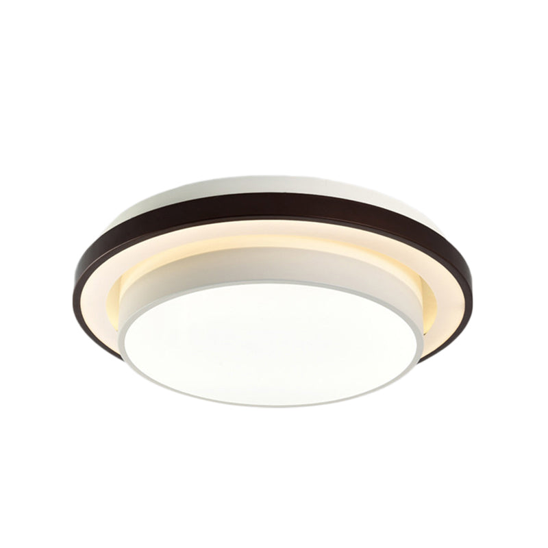 19.5 "/31.5" Dia Ronde Iron Flush Light Contemporary LED Zwart-wit plafond lamp met acryl diffuser in derde versnelling