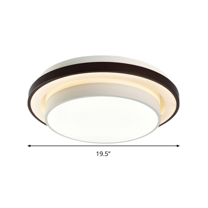 19.5 "/31.5" Dia Ronde Iron Flush Light Contemporary LED Zwart-wit plafond lamp met acryl diffuser in derde versnelling