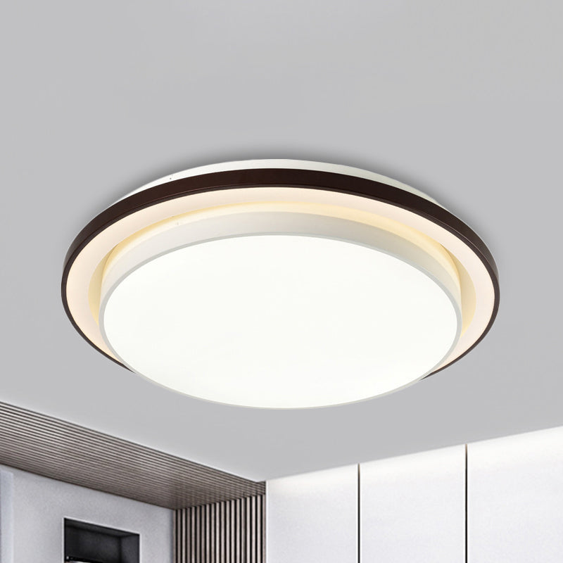 19.5 "/31.5" Dia Ronde Iron Flush Light Contemporary LED Zwart-wit plafond lamp met acryl diffuser in derde versnelling