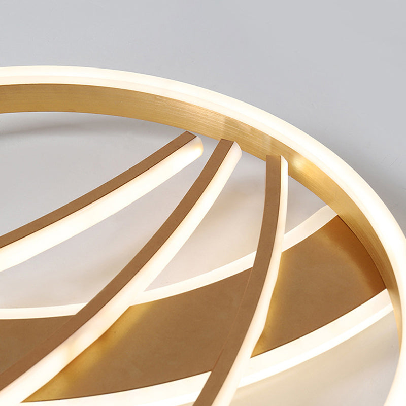 Postmoderne Ring-Deckenleuchte, Acryl-Schlafzimmer-LED-Unterputzbeleuchtung in Gold, warmes Licht/weißes Licht/stufenloses Dimmen mit Fernbedienung