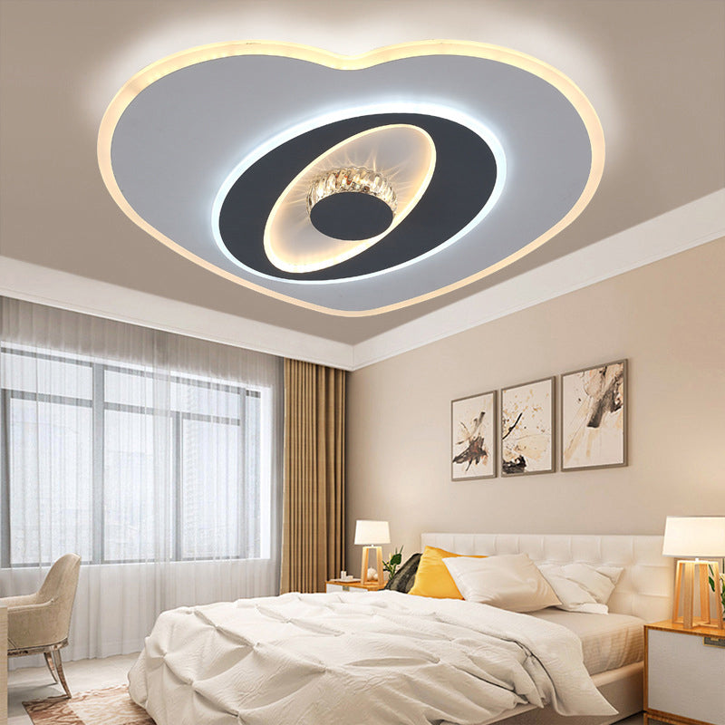 Acrylic Heart Shaped Flush Lighting Modernist LED Grey and White Ceiling Lamp, Third Gear