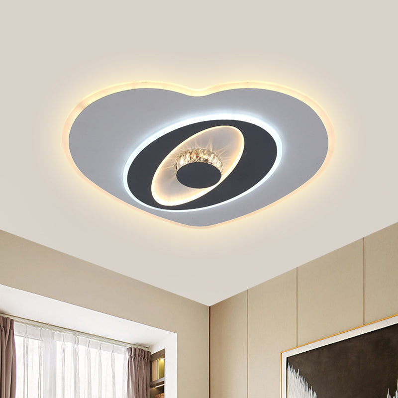 Acrylic Heart Shaped Flush Lighting Modernist LED Grey and White Ceiling Lamp, Third Gear