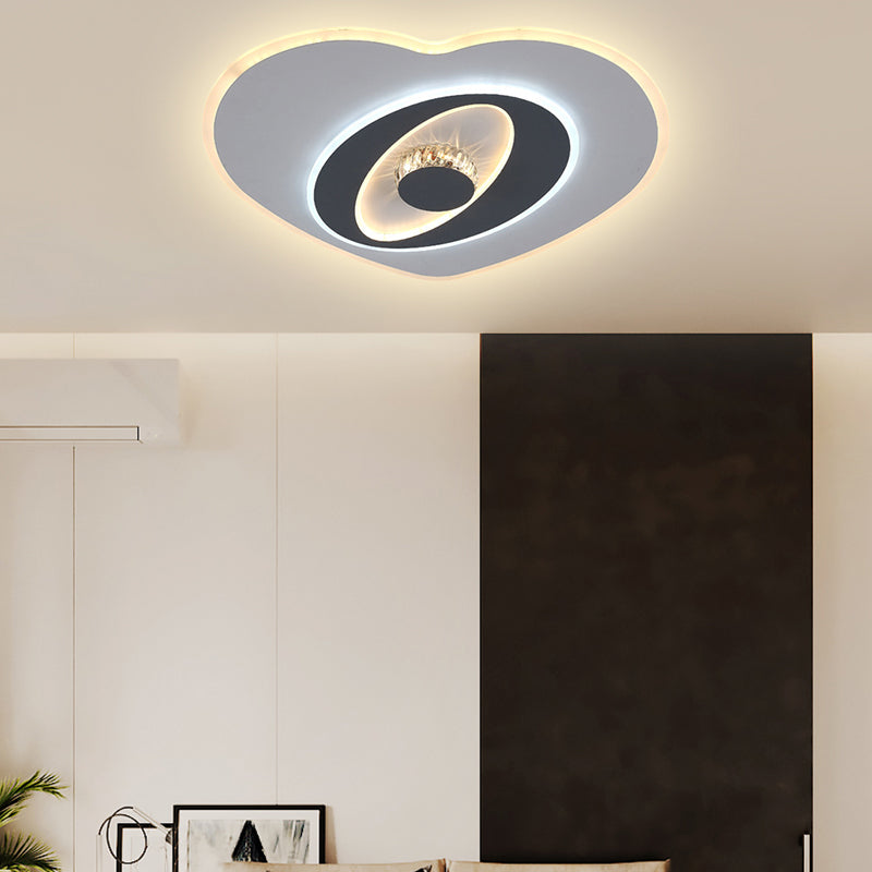 Lámpara de techo LED gris y blanca modernista con iluminación empotrada en forma de corazón acrílico, tercer engranaje