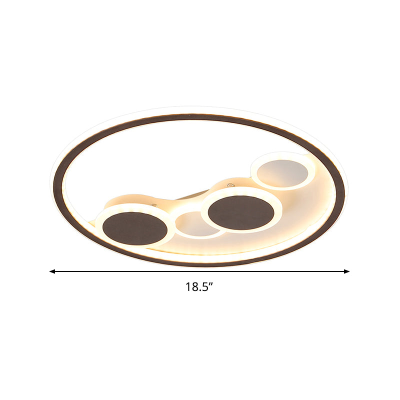 Cirkel acryl inbouw verlichting modernisme koffie LED plafondlamp in warm licht/wit licht/afstandsbediening traploos dimmen, 18,5"/23" breed