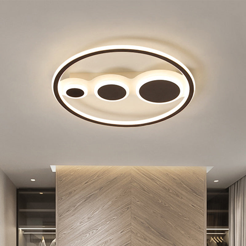 Coffee Round Ceiling Mounted Light Acrylique 18,5 "/23" Wide LED Flush Light, Warm Light / White Light / Remote Control Stepless Dimming