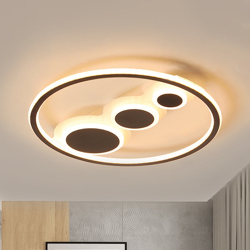 Coffee Round Ceiling Mounted Light Contemporary Acrylic 18.5"/23" Wide LED Flush Light, Warm Light/White Light/Remote Control Stepless Dimming