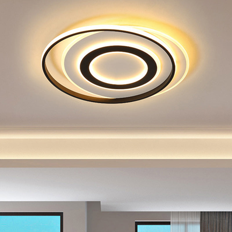 18"/21.5" Wide Black-White Circle Ceiling Light Modern Acrylic LED Flush Light Fixture in Warm/White Light