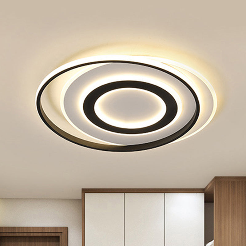 18"/21.5" Wide Black-White Circle Ceiling Light Modern Acrylic LED Flush Light Fixture in Warm/White Light