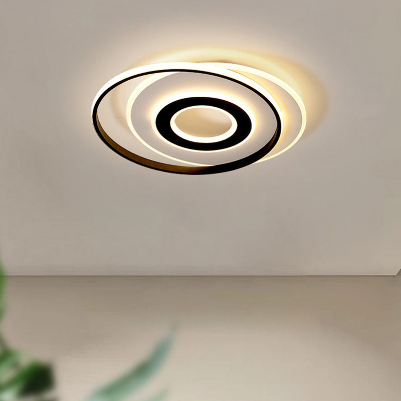 18"/21.5" Wide Black-White Circle Ceiling Light Modern Acrylic LED Flush Light Fixture in Warm/White Light