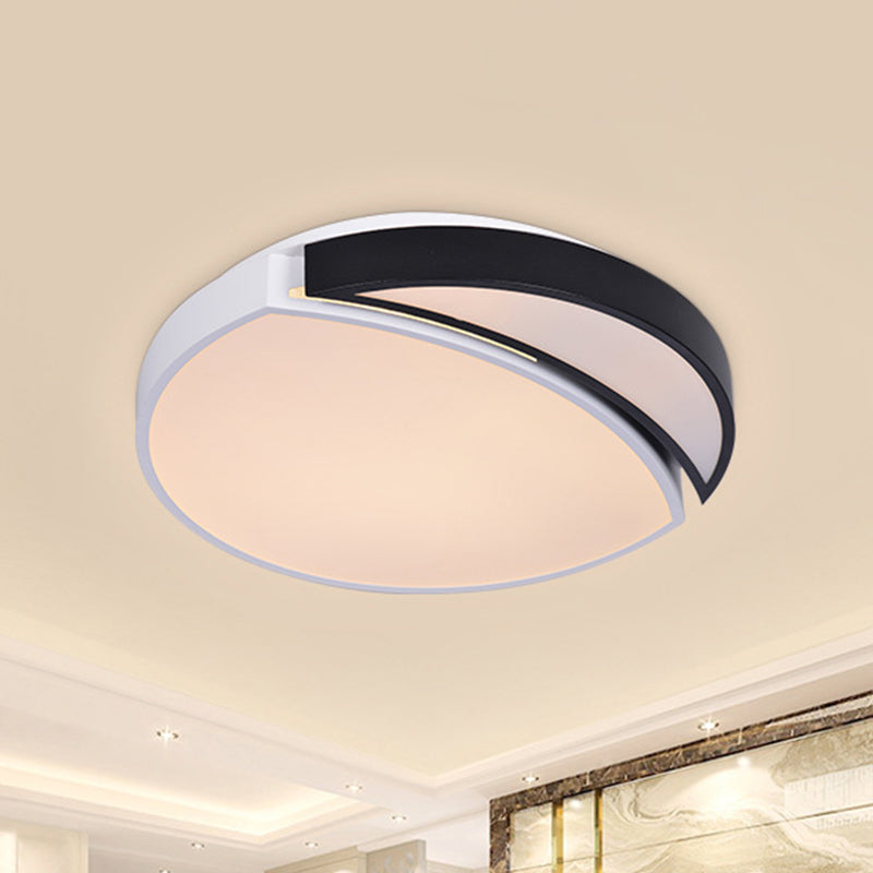 LED Round Ceiling Flush Light Modernist Acrylic Black and White Flushmount Lighting in Warm/White/3 Color Light