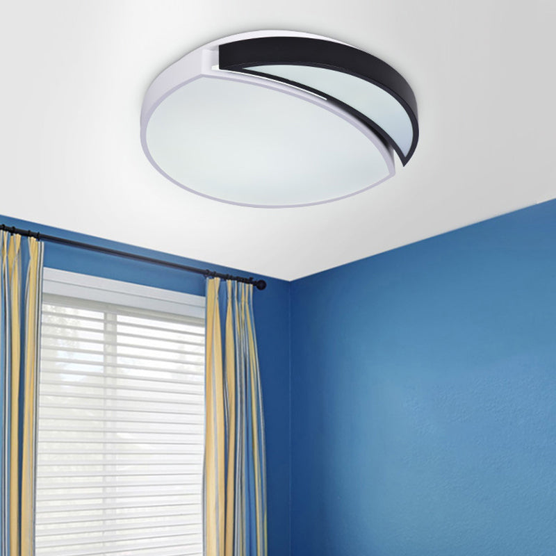 LED Round Ceiling Flush Light Modernist Acrylic Black and White Flushmount Lighting in Warm/White/3 Color Light