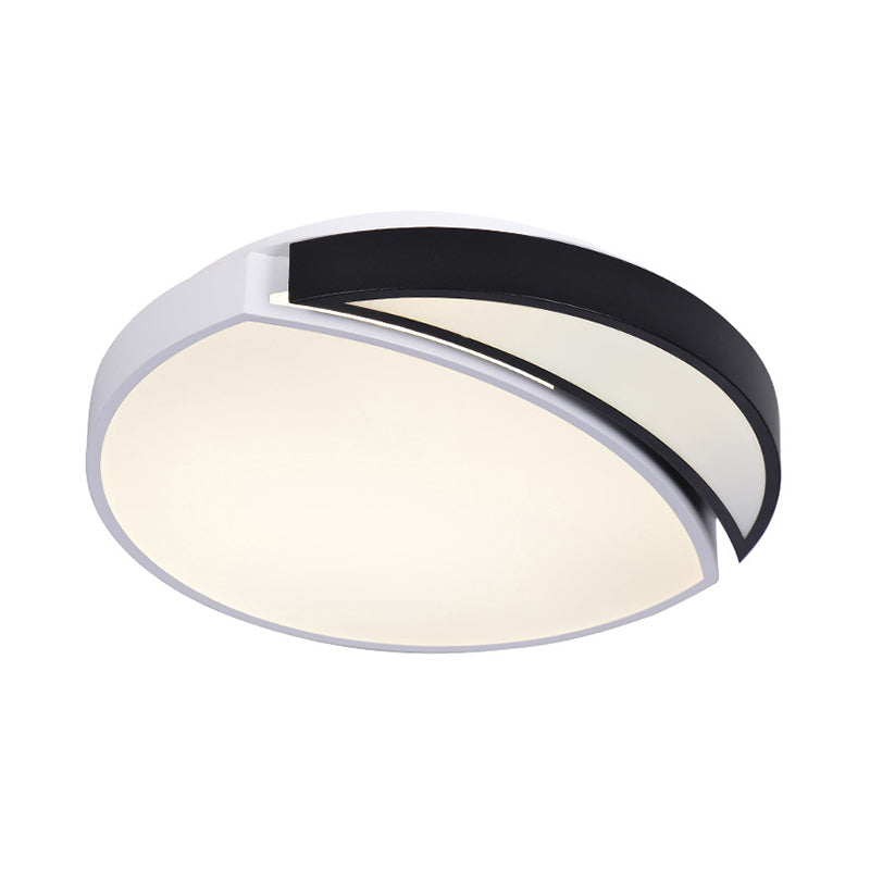 LED Round Ceiling Flush Light Modernist Acrylic Black and White Flushmount Lighting in Warm/White/3 Color Light