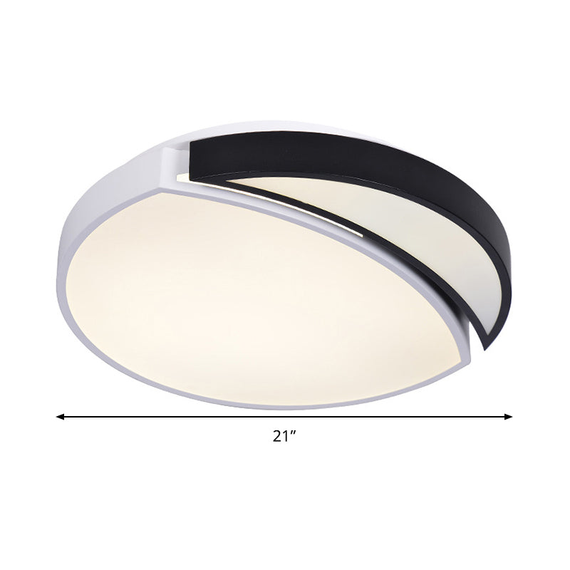 Plafonnier rond LED en acrylique moderniste, éclairage encastré noir et blanc en lumière chaude/blanche/3 couleurs