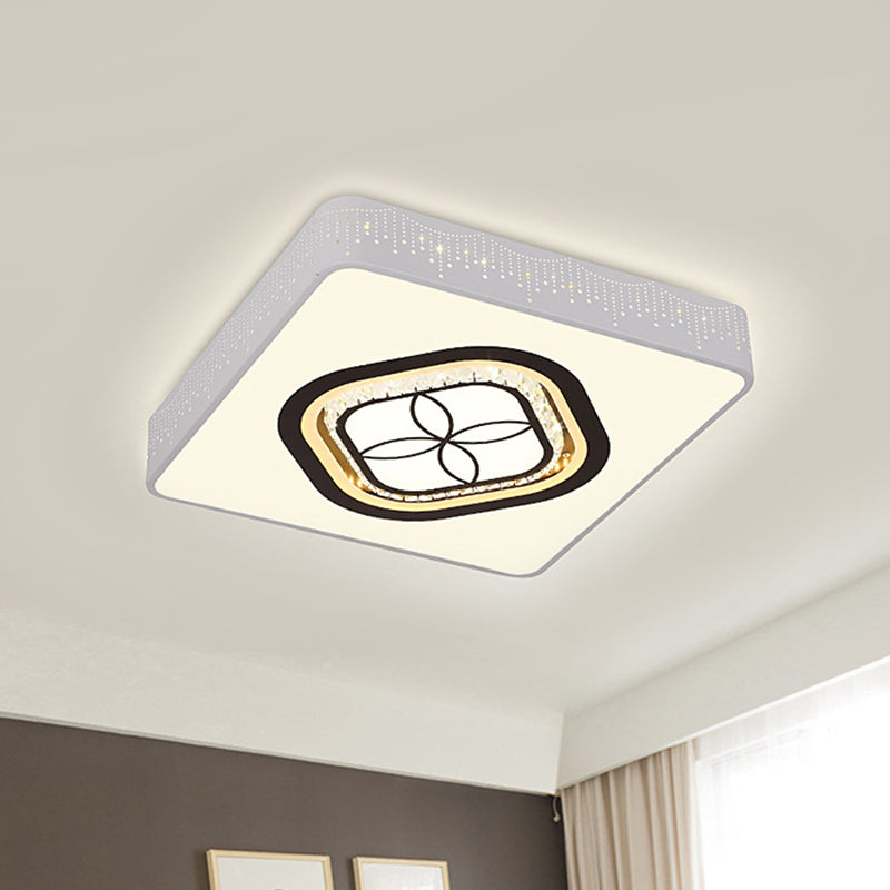 Beveled K9 Crystal Square Flush Light Contemporaneo LED Bianco Lampada da Soffitto Kit in Terzo Ingranaggio