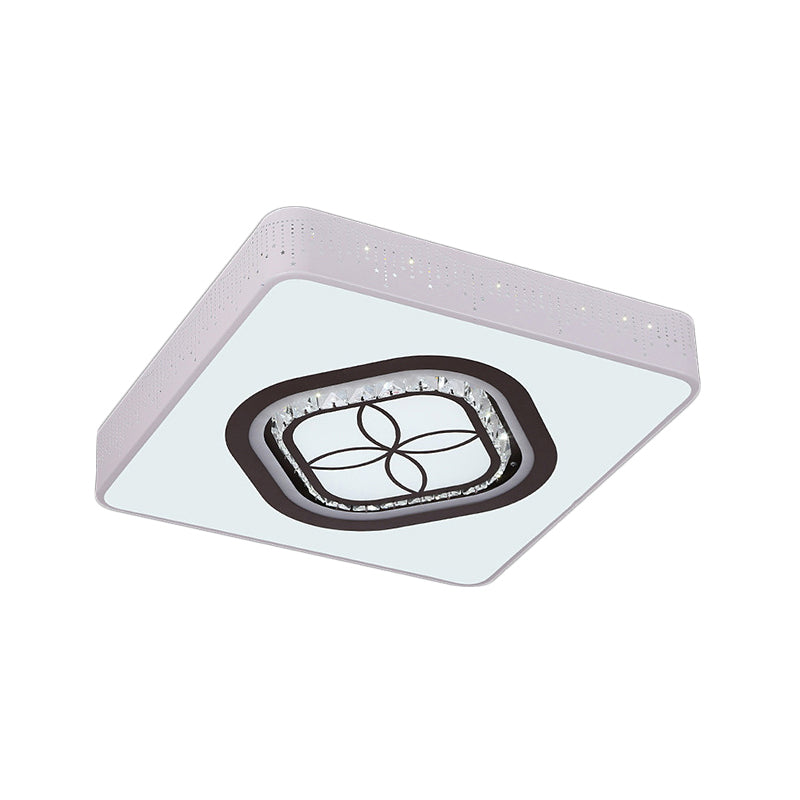 Beveled K9 Crystal Square Flush Light Contemporaneo LED Bianco Lampada da Soffitto Kit in Terzo Ingranaggio