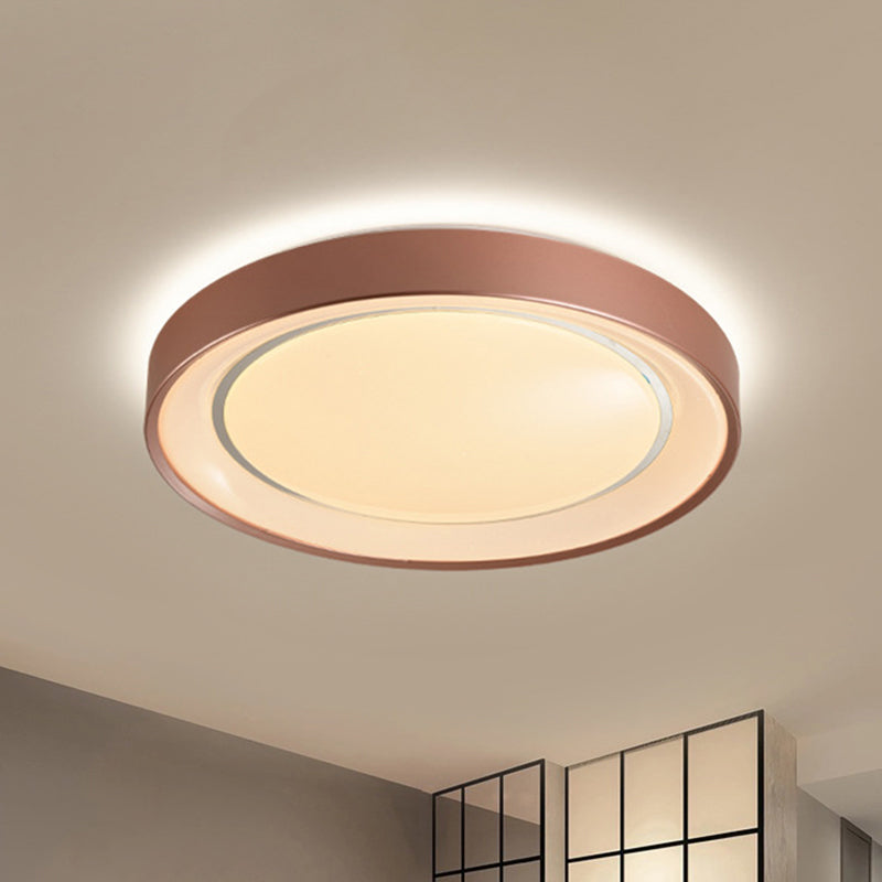 Champagne Disc Flush Mount Lamp 19.5" Dia Simplicity Metallic LED Ceiling Flush Light