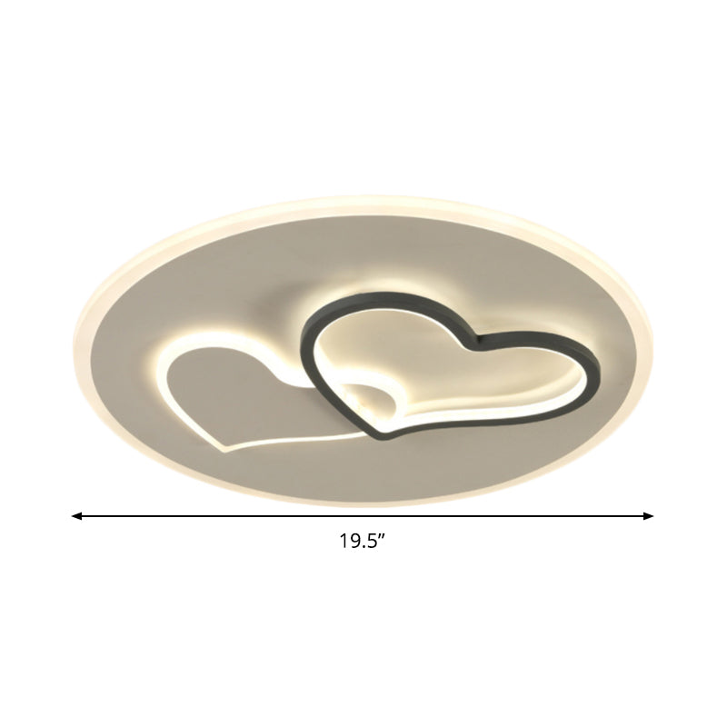 Romantische Liefdevolle Hart LED Plafond Licht Hedendaagse Ijzer Zwart en wit Flush Lamp in derde versnelling