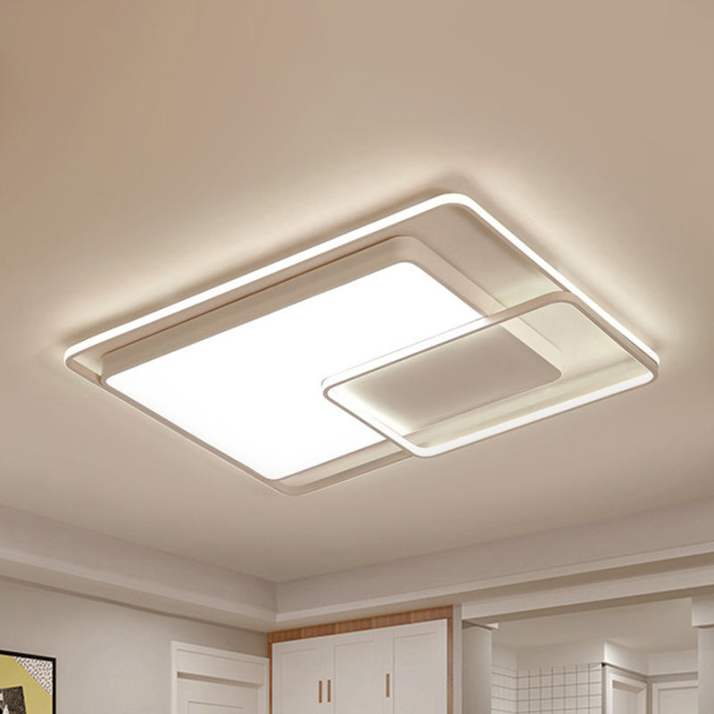 16"/19"/35.5" W White Rectangle Ceiling Light High Penetrated Acrylic LED Modern Flushmount in Warm/White/3 Color Light