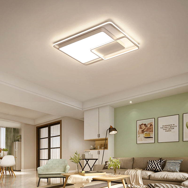 16"/19"/35.5" W White Rectangle Ceiling Light High Penetrated Acrylic LED Modern Flushmount in Warm/White/3 Color Light