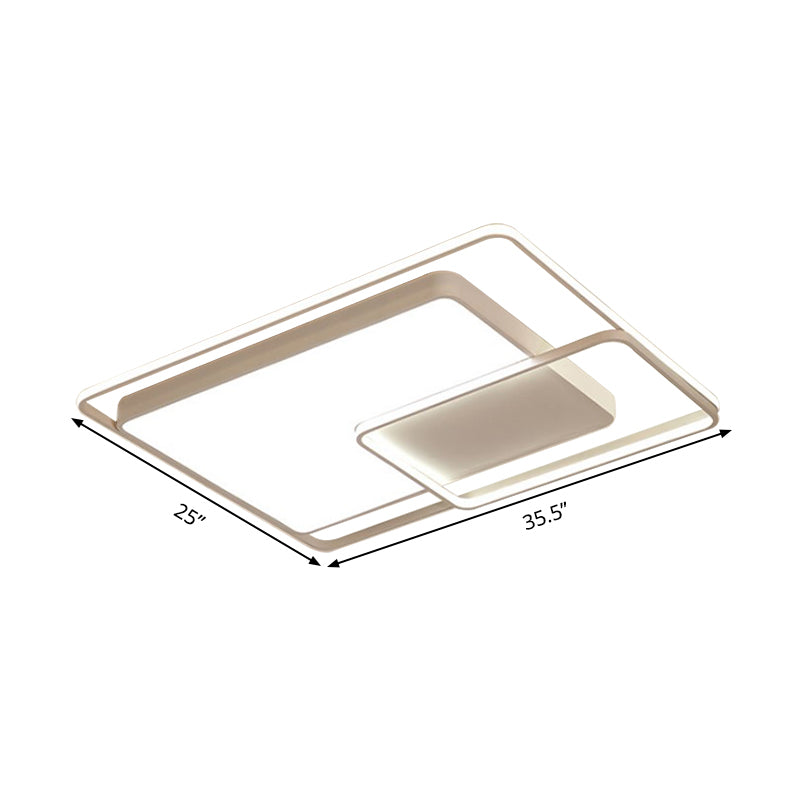 16"/19"/35.5" W White Rectangle Ceiling Light High Penetrated Acrylic LED Modern Flushmount in Warm/White/3 Color Light