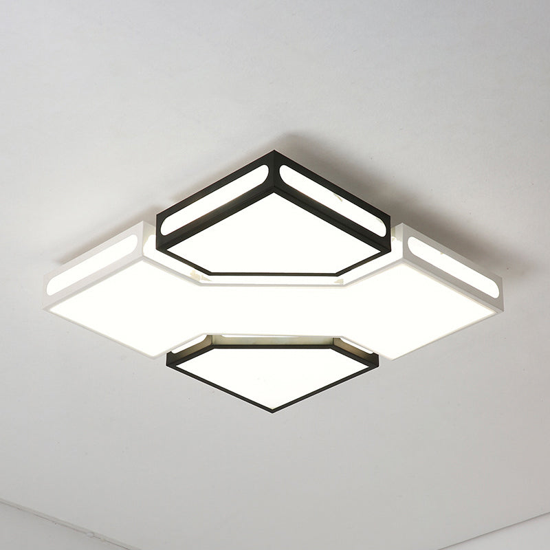 Black and White Square Box Flush Lampada Modernity LED Acrilico Soffitto Luce Fissaggio in White/3 Color Light