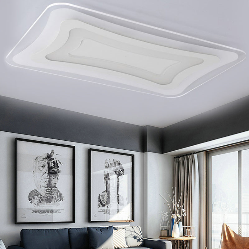 White Thin Rettangolare Flush Monte Light LED Acrilico Soffitto Light Fixture in Warm / White Light