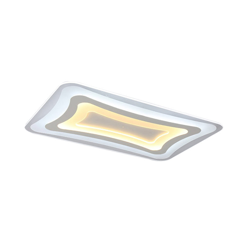 Lámpara de techo de acrílico LED contemporánea, fina y rectangular, de montaje empotrado, color blanco, luz cálida/blanca