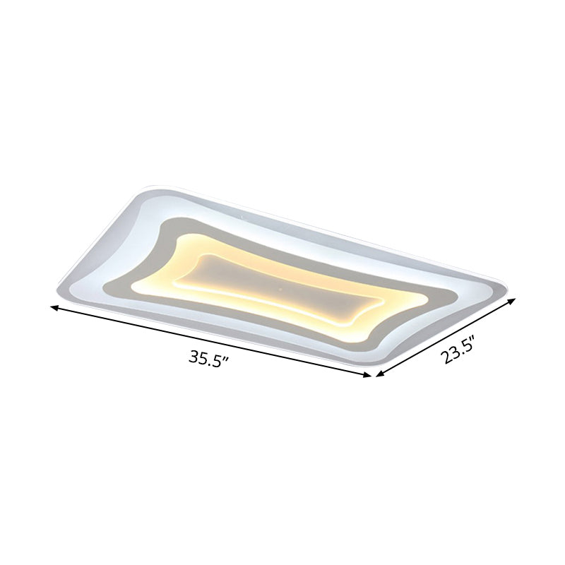 Lámpara de techo de acrílico LED contemporánea, fina y rectangular, de montaje empotrado, color blanco, luz cálida/blanca