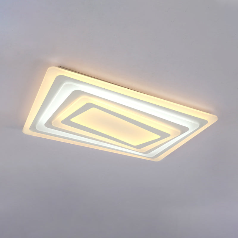 LED Style Moderne Ceiling Ultramince Acrylique Shade White Spiral Rectangle Flushmount in Warm / White Light