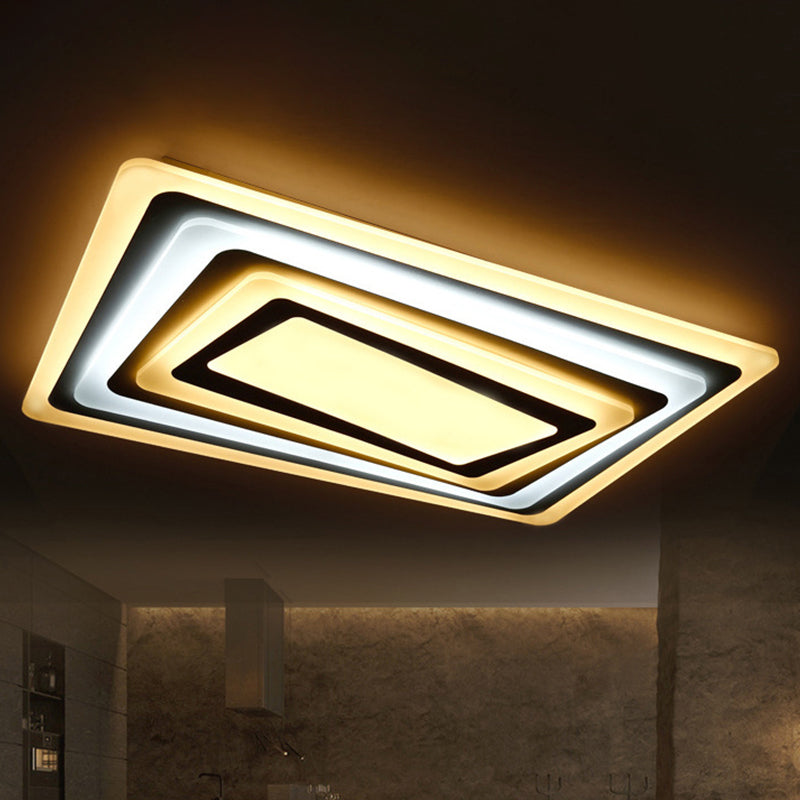 Modern Style LED Ceiling Light Ultrathin Acrylic Shade White Spiral Rectangle Flushmount in Warm/White Light