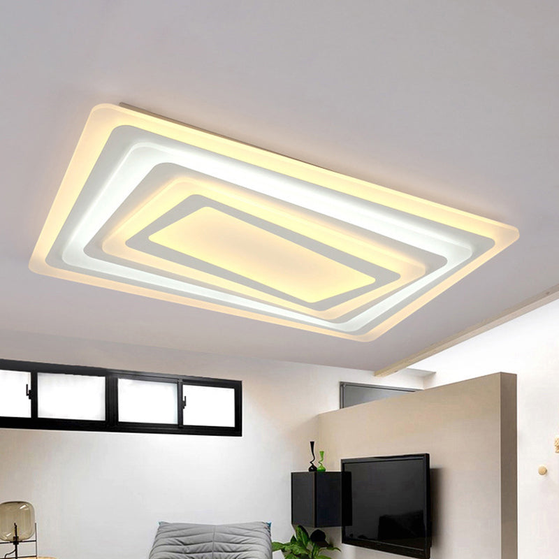 Modern Style LED Ceiling Light Ultrathin Acrylic Shade White Spiral Rectangle Flushmount in Warm/White Light