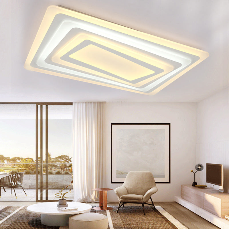 Modern Style LED Ceiling Light Ultrathin Acrylic Shade White Spiral Rectangle Flushmount in Warm/White Light